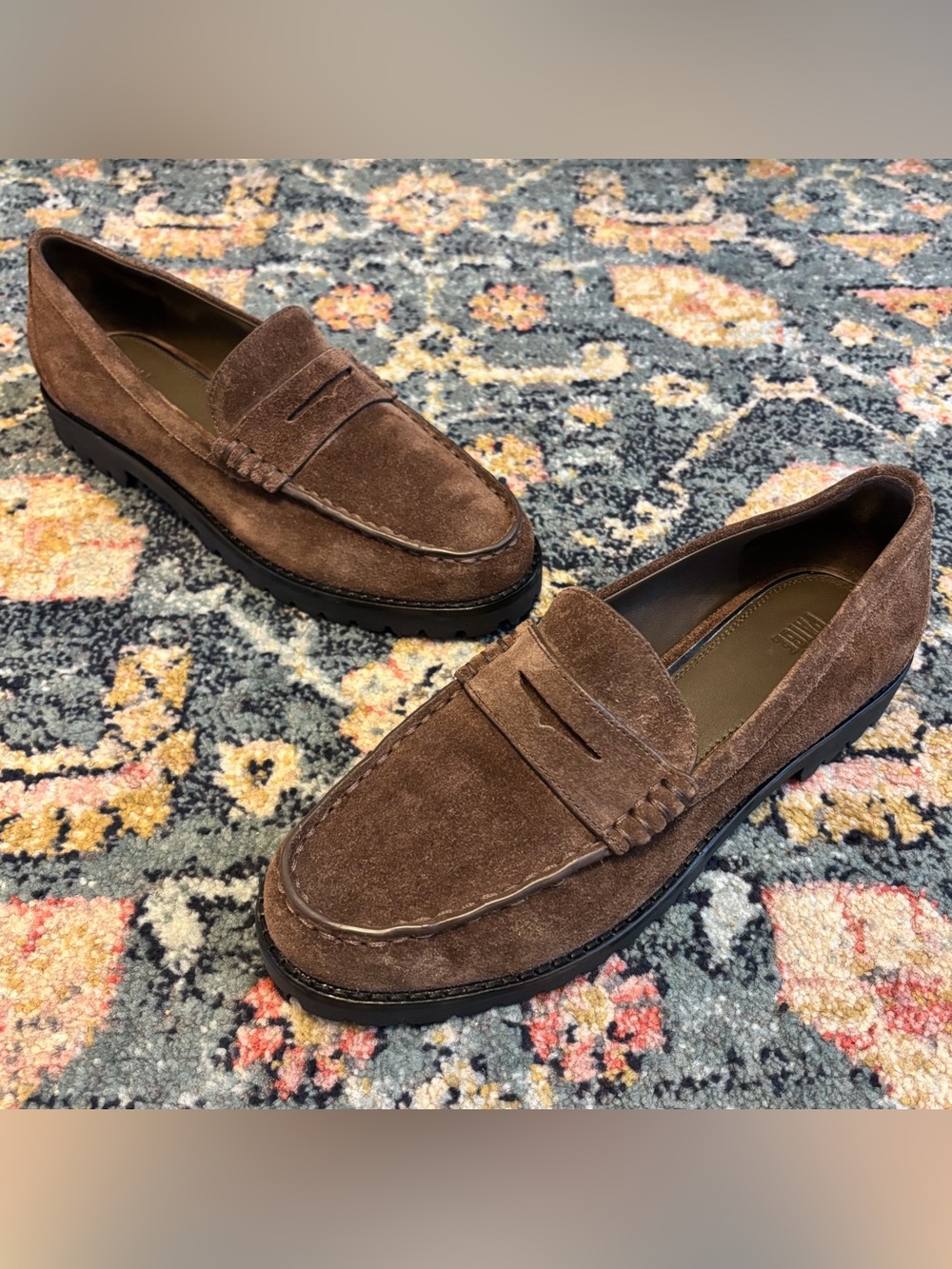 PAIGE Ellis Leather Suede Loafers in Chocolate Brown Sz 7.5